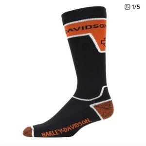 Harley-Davidson Bold Black and Orange Socks, 2 Pairs, Size L